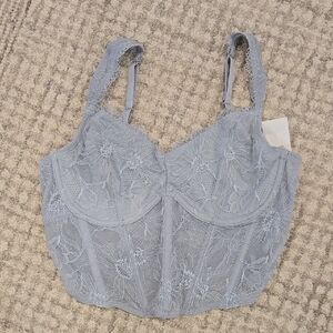 Holister Lace Longline Bralette — Light Blue
